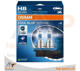 Osram H8 Cool Blue INTENSE NextGen +100% Halogenlampen 12V 35W im Doppelpack mit Verpackung, PGJ19-1 Sockel, 4800K LED-Look