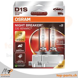 Osram XENARC® D1S NIGHT BREAKER® Laser +220% 66140XN2-2HB, 12/24V, 35W, in Originalverpackung, PK32d-2, für maximal helle Autoscheinwerfer