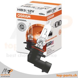Osram HB3 Original Halogenlampe 12V 60W, mit Verpackung, P20d Sockel, 3200K