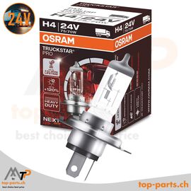 Osram H4 TRUCKSTAR PRO NEXT GEN 24V 75/70W mit Verpackung, Halogenlampe, P43t, +120% Helligkeit
