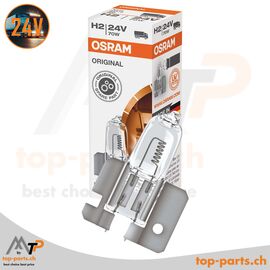 Osram H2 Original 64175 Halogenlampe 24V 70W mit Verpackung, X511 Sockel, 3200K warmweiß