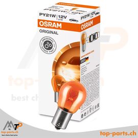 Osram PY21W Original gelbe Kugellampe 12V 21W BAU15s mit Verpackung, langlebige und hochwertige Blinkleuchte