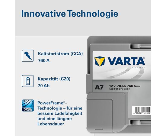 Varta AGM A7 70Ah, 760A, Schaltungsplan, 570901076,  Zum Sparpreis,  Best Deal,  Rabatt,  topparts,  top-parts.ch