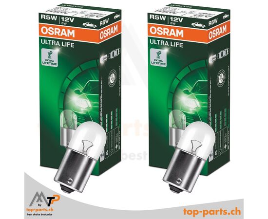 Osram Ultra Life R5W Kugellampe 12V 5W BA15s – langlebige Signallampe für Innenbeleuchtung und Fahrzeuge, Artikelnummer 5007ULT, GTIN 4008321415370