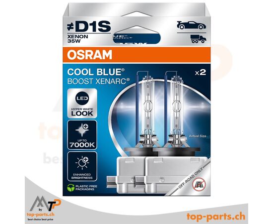 Osram XENARC® D1S Cool Blue Boost 7000K 66140CBB-2HB, 12/24V, 35W, in Originalverpackung, PK32d-2, für hyperweißes Licht und stylisches Design