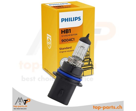 Philips HB1 Standard Halogenlampe 9004C1 in Verpackung – 12V, 65/45W, P29t Sockel, zuverlässige Qualität für Autoscheinwerfer.