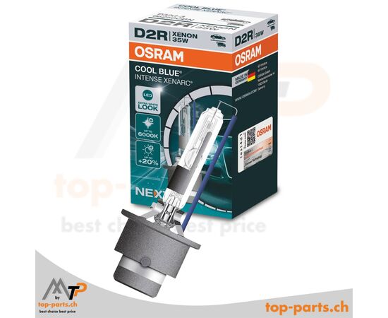 Eine Osram XENARC® Cool Blue Intense (NextGen) D2R 66250CBN, Xenonlampe mit bis zu 6.200K Farbtemperatur 66250CBN
