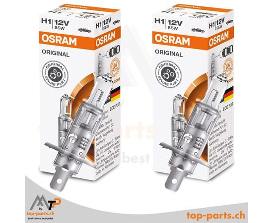 Osram H1 Original Halogenlampe 64150, 55W, 12V, P14,5s, mit Verpackung