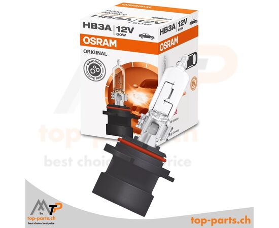 Osram HB3A Original Halogenlampe 12V 60W, mit Verpackung, P20d Sockel, 3200K