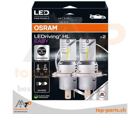 Osram H4/H19 LEDriving® HL EASY 6500K – 2 LED-Lampen mit Verpackung, energiesparend, Plug & Play