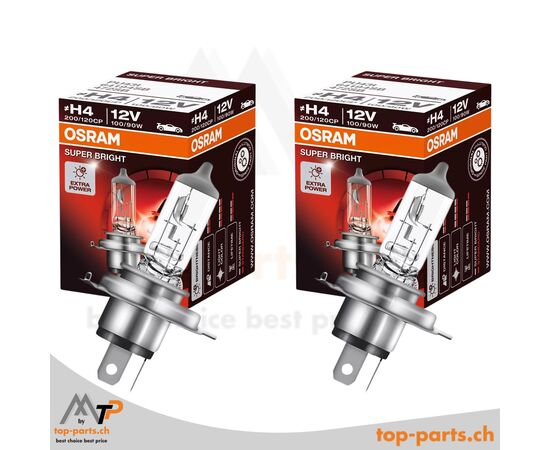 Osram H4 Super Bright Premium Off Road 100/90W im Doppelpack mit Verpackung, Halogenlampen, 12V, P43t, 4800K