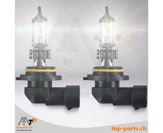 Eingeschaltete Osram HB4 Original 9006 Halogenlampen, ohne Verpackung, 12V 51W, P22d Sockel, 3200K warmweißes Licht