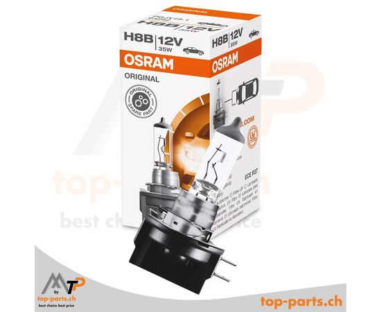 Osram H8B Original Halogenlampe 12V 35W PGJY19-1 mit Verpackung, langlebige Beleuchtung für Fahrzeuge, 3200K warmweißes Licht