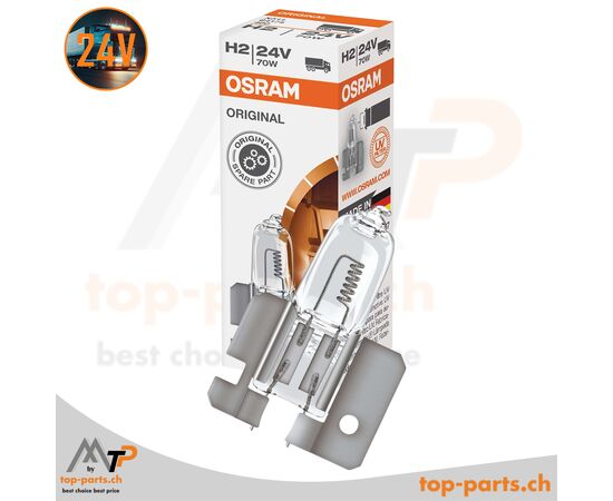 Osram H2 Original 64175 Halogenlampe 24V 70W mit Verpackung, X511 Sockel, 3200K warmweiß