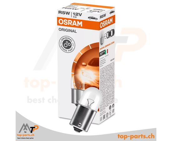 Osram R5W Original Kugellampe 12V 5W BA15s mit Verpackung, langlebige Signallampe für Fahrzeuge