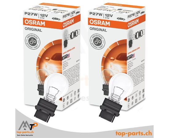 Osram P27W Original Kugellampen 12V 27W W2.5x16d im Doppelpack mit Verpackung, langlebige Fahrzeugbeleuchtung