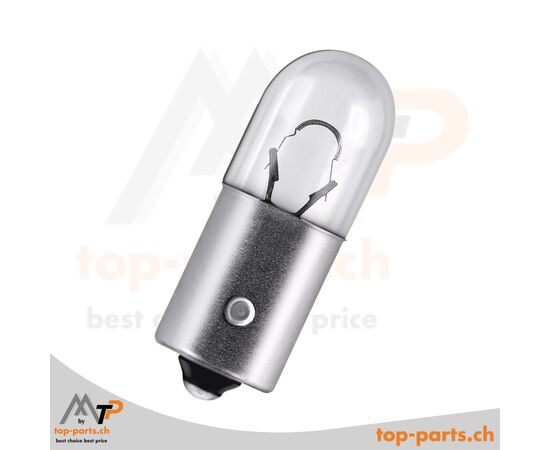 Eingeschaltete Osram T4W Original Kugellampe 12V 4W BA9s ohne Verpackung, ideal für Signalleuchten und Innenbeleuchtung