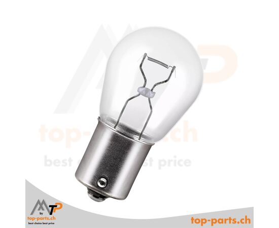 Eingeschaltete Osram P21W Original Kugellampe 12V 21W BA15s ohne Verpackung, zuverlässiges und helles Licht für Blinkleuchten