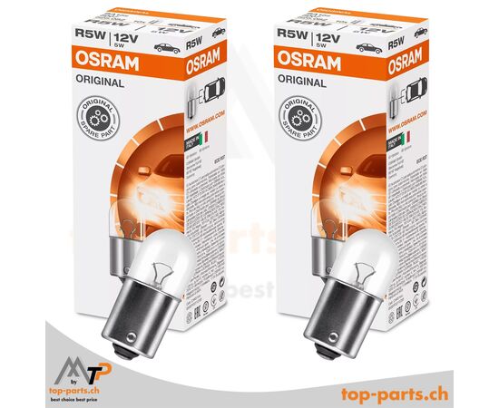 Osram R5W Original Kugellampen 12V 5W BA15s im Doppelpack mit Verpackung, zuverlässige Fahrzeugbeleuchtung